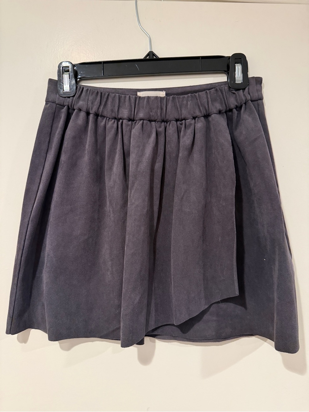 Wilfred Gathered Suede-Look Skater Skirt in Charcoal